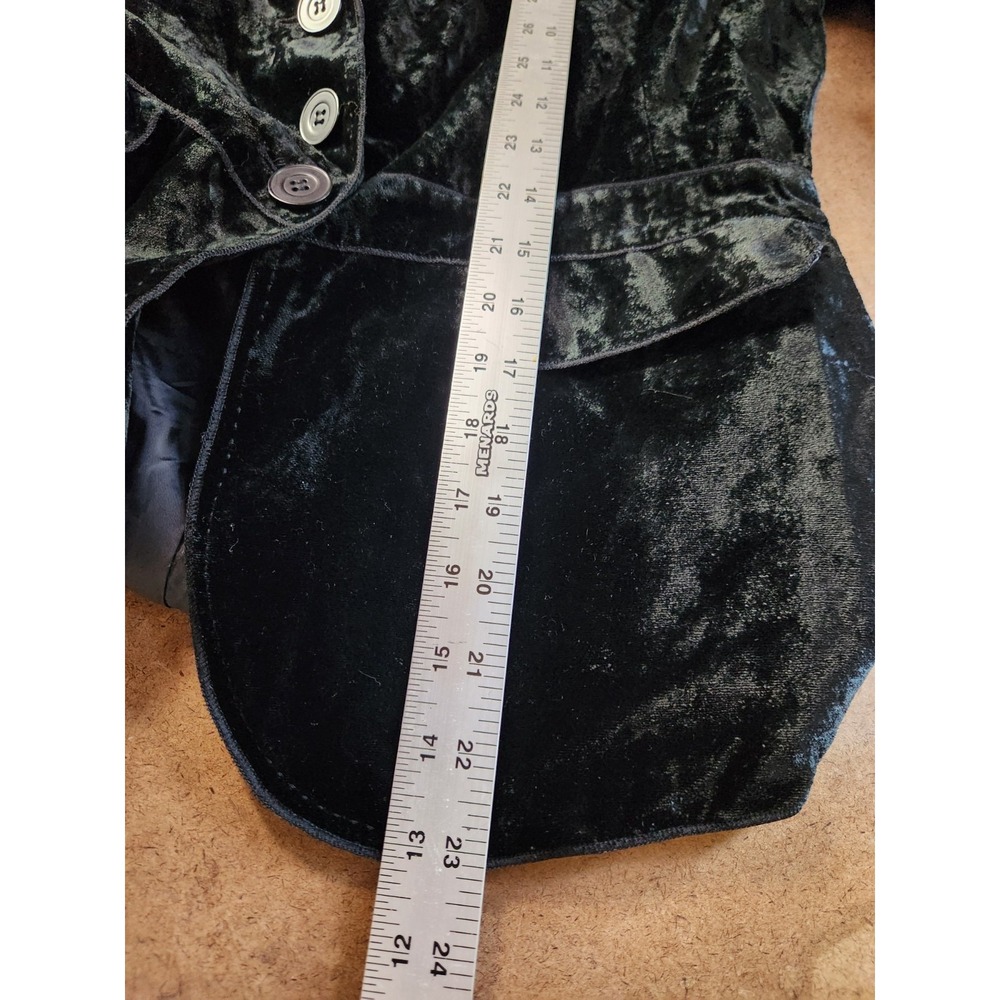 Black Crushed Velvet Blazer Size 6 Tailored Romantic Whimsigoth - Picture 13 of 16